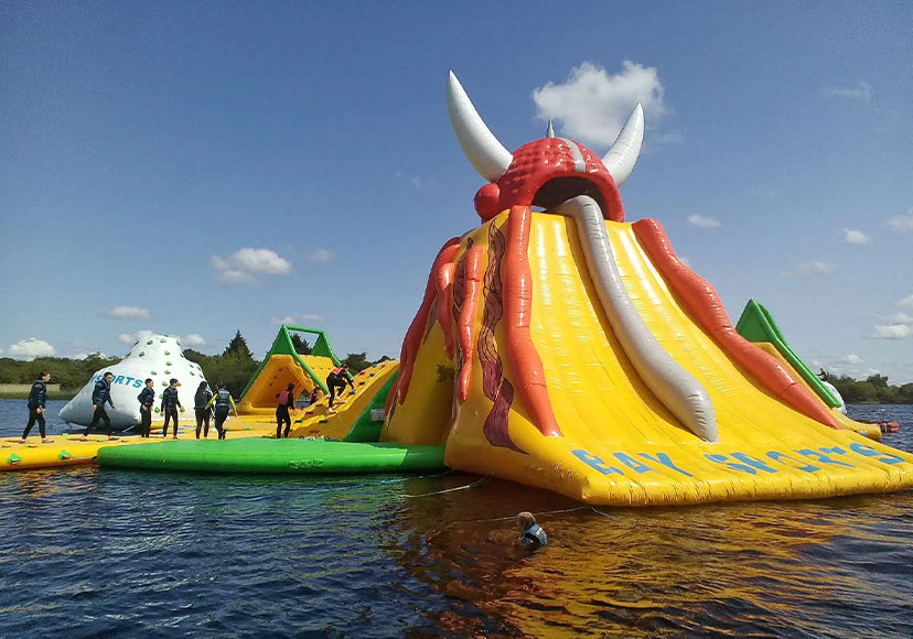 Inflatable water slide at Baysports.