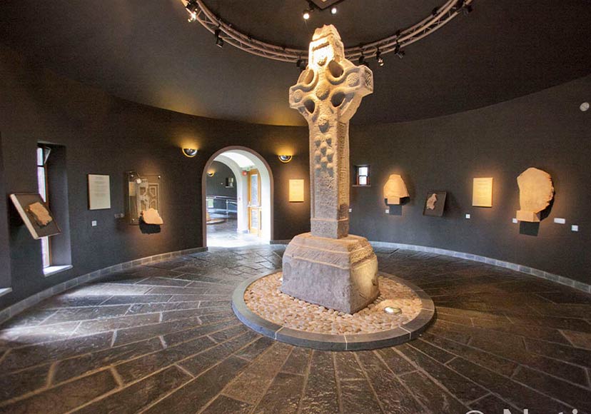 Cross indoors in the museum at Clonmacnoise.