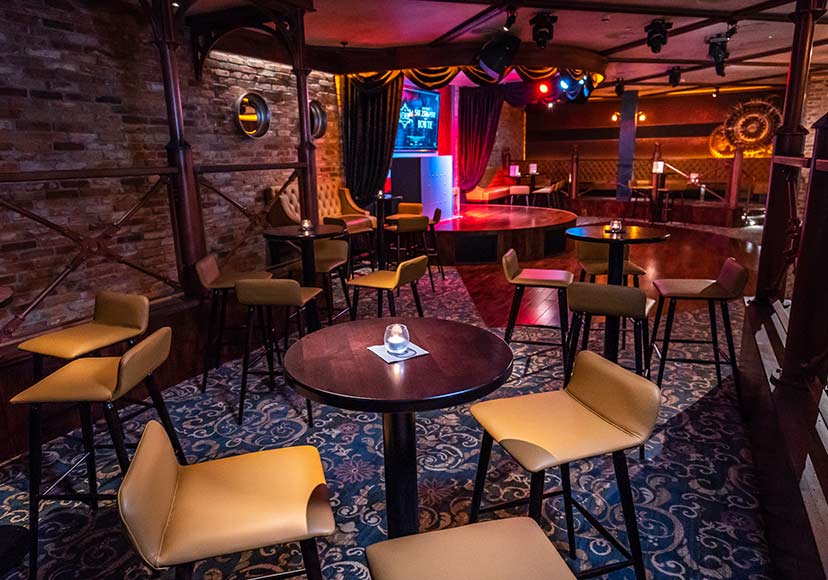 Seating arrangement and stage at The Prince Bar.